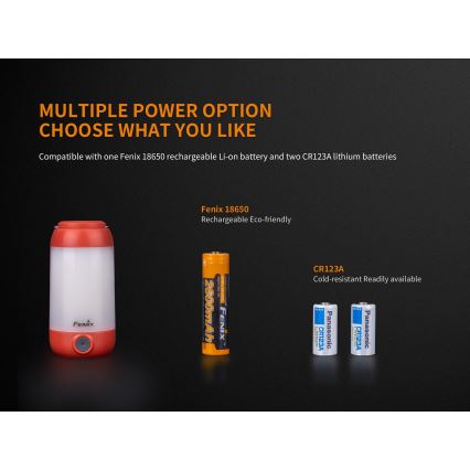 Fenix CL26RRED - LED Zatemnitvena prenosni polnilna svetilka LED/USB/2xCR123A IP66 400 sijajni 400 h 2600 mAh oranžna