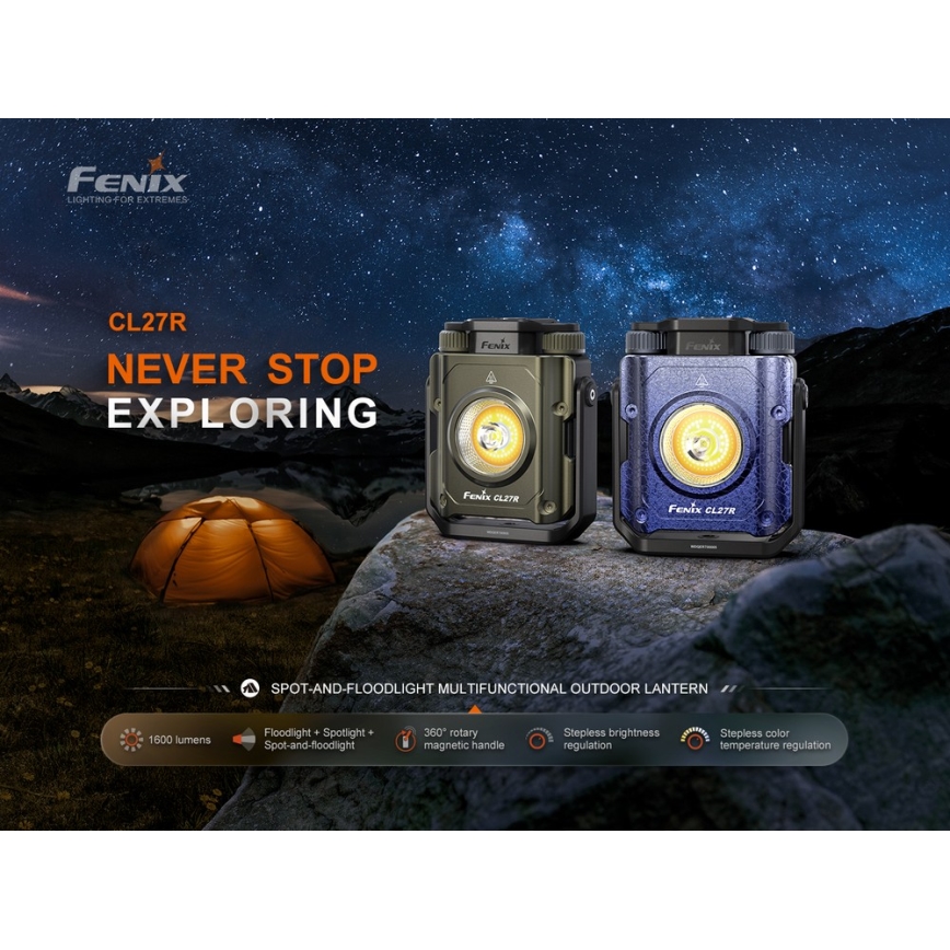 Fenix CL27RGRE - LED Zatemnitvena polnilna svetilkaLED/USB IP66 1600 lm 285 h