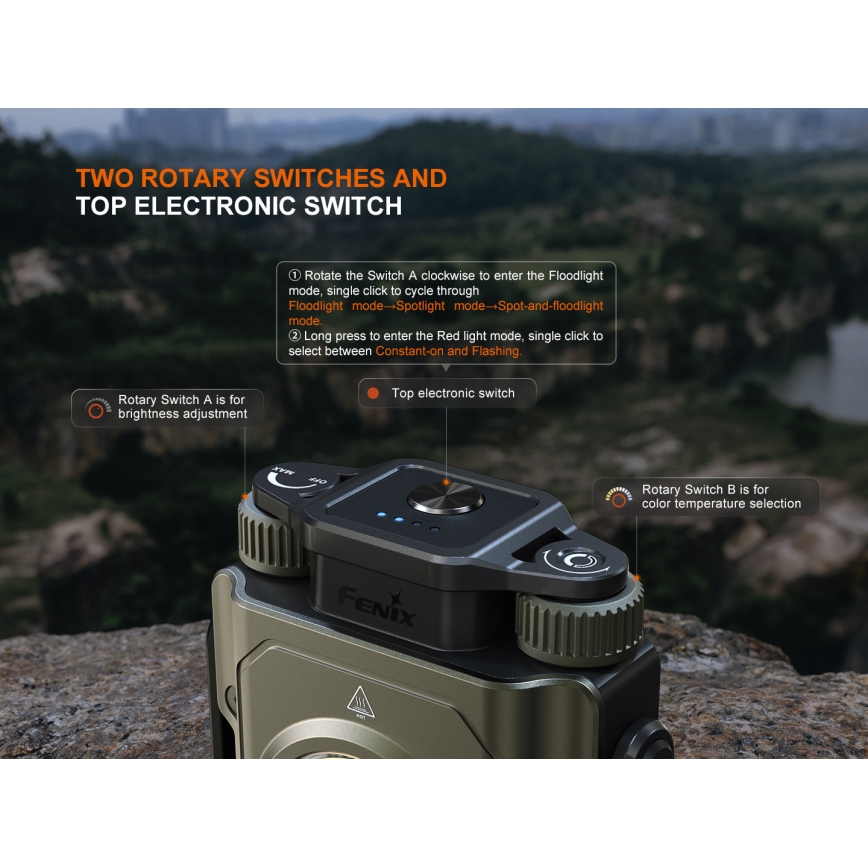 Fenix CL27RGRE - LED Zatemnitvena polnilna svetilkaLED/USB IP66 1600 lm 285 h
