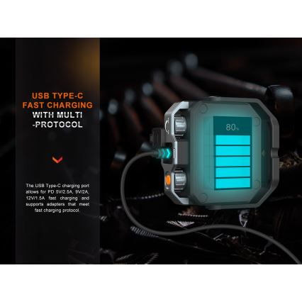 Fenix CL28R - LED Zatemnitvena polnilna reflektor s power bankom LED/USB IP66 2000 sijajni 360 h 10000 mAh