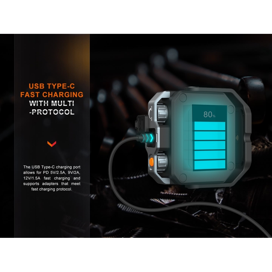Fenix CL28R - LED Zatemnitvena polnilna reflektor s power bankom LED/USB IP66 2000 sijajni 360 h 10000 mAh