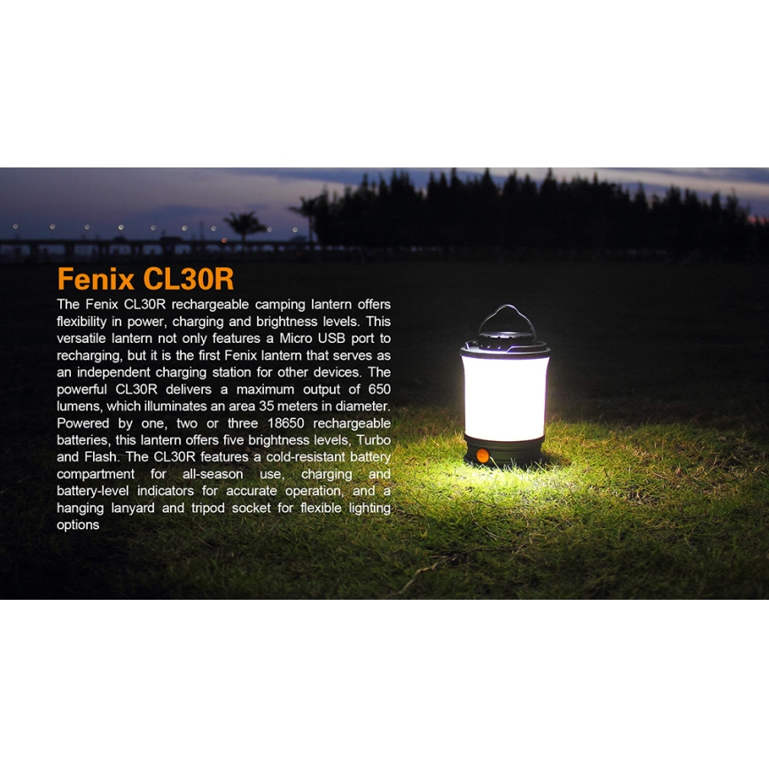Fenix CL30R - LED Prenosna polnilna svetilka LED/USB/6xCR123A IPX7 650 lm 300 h 2600 mAh