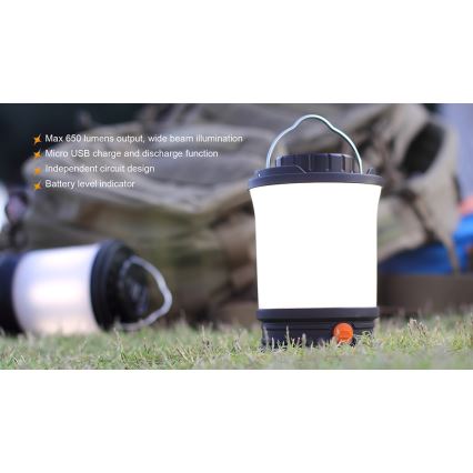 Fenix CL30R - LED Prenosna polnilna svetilka LED/USB/6xCR123A IPX7 650 lm 300 h 2600 mAh