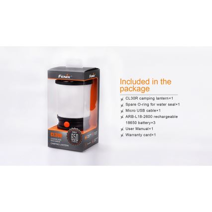 Fenix CL30R - LED Prenosna polnilna svetilka LED/USB/6xCR123A IPX7 650 lm 300 h 2600 mAh