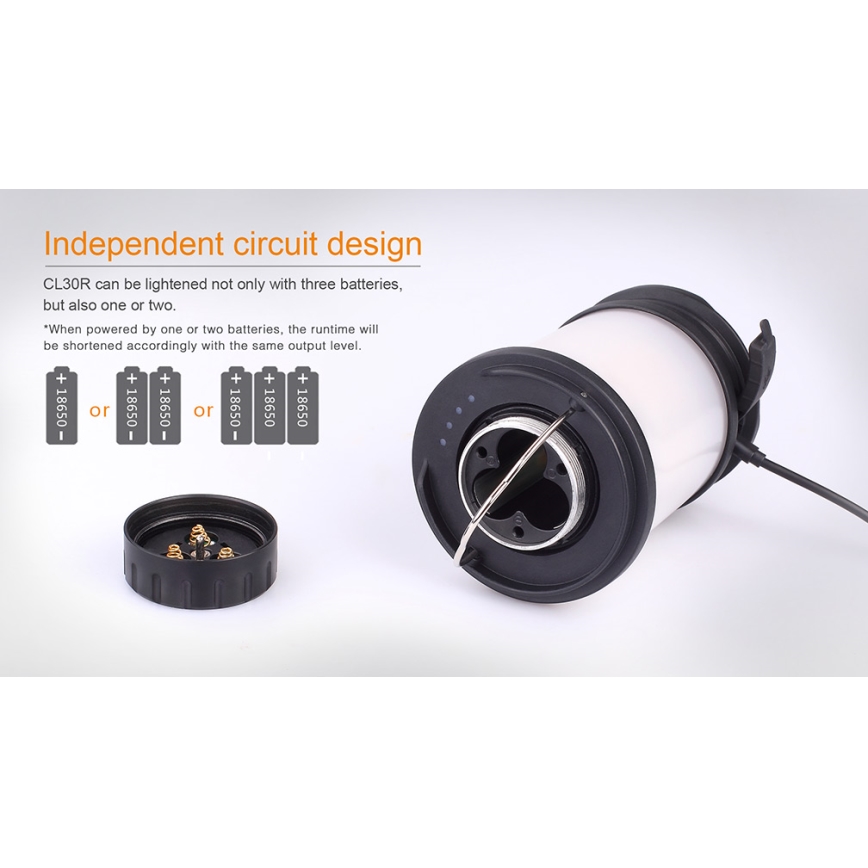 Fenix CL30R - LED Prenosna polnilna svetilka LED/USB/6xCR123A IPX7 650 lm 300 h 2600 mAh