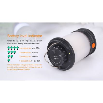 Fenix CL30R - LED Prenosna polnilna svetilka LED/USB/6xCR123A IPX7 650 lm 300 h 2600 mAh