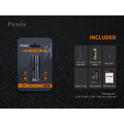 Fenix E01V20BLC - LED Ročna svetilka LED/1xAAA IP68 100 lm 25 ur