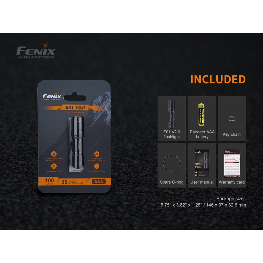 Fenix E01V20BLC - LED Ročna svetilka LED/1xAAA IP68 100 lm 25 ur