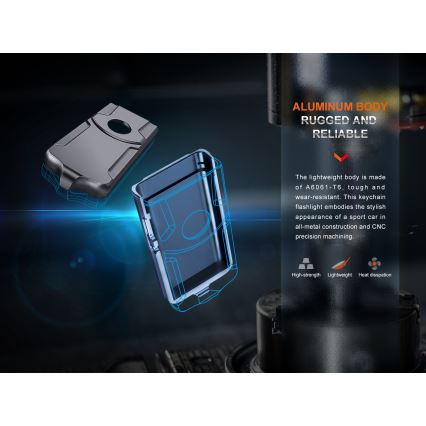 Fenix E03RV20BLU - LED Polnilna baterijska svetilka LED/USB IP66 500 lm 30 h 400 mAh