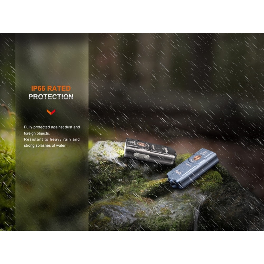 Fenix E03RV20BLU - LED Polnilna baterijska svetilka LED/USB IP66 500 lm 30 h 400 mAh