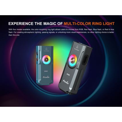 Fenix E06RGRY - LED Zatemnitvena polnilna svetilka UV LED/USB IP66 700 sijajni 60 h 750 mAh siva