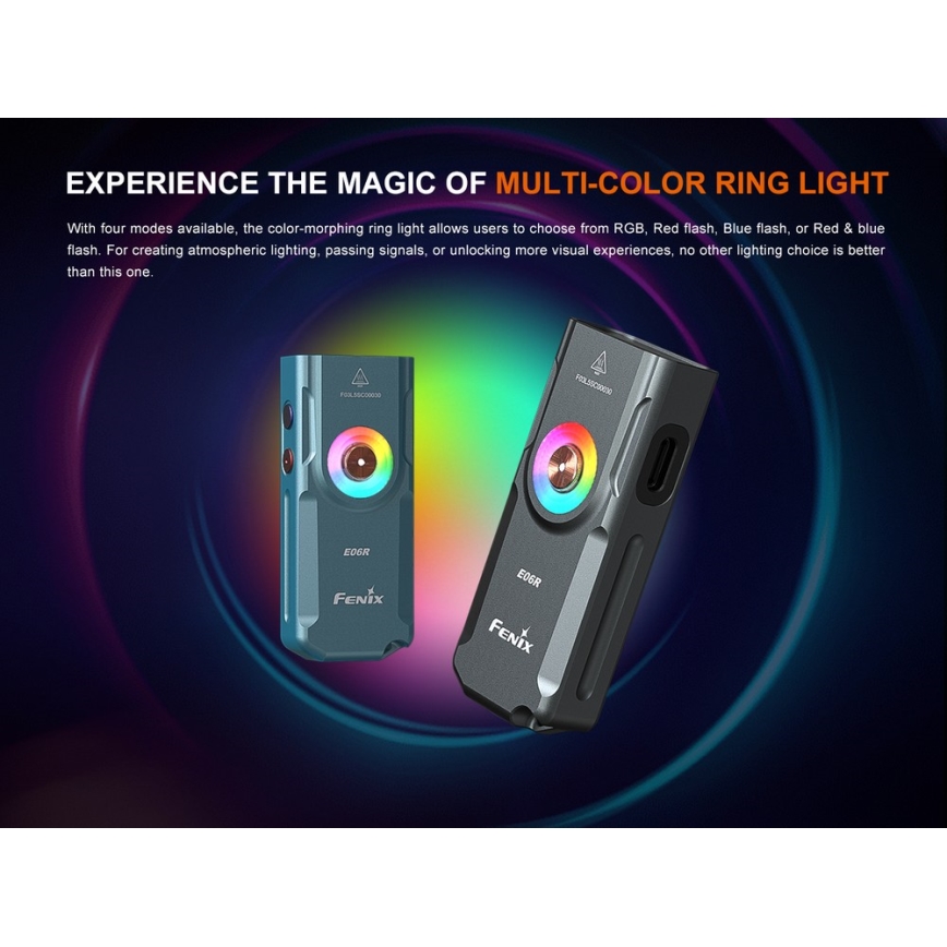 Fenix E06RGRY - LED Zatemnitvena polnilna svetilka UV LED/USB IP66 700 sijajni 60 h 750 mAh siva
