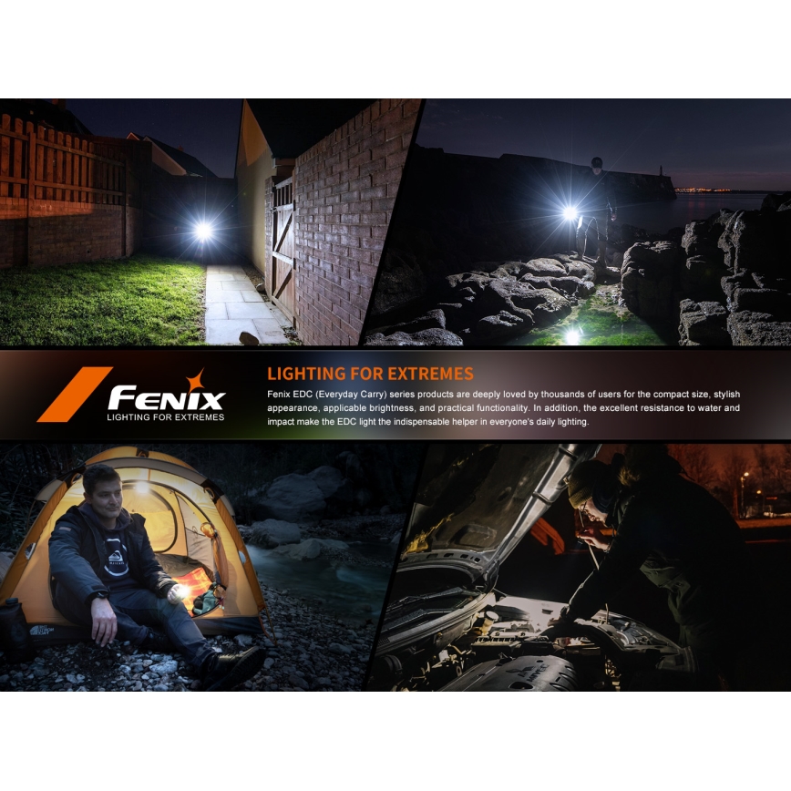 Fenix E06RGRY - LED Zatemnitvena polnilna svetilka UV LED/USB IP66 700 sijajni 60 h 750 mAh siva