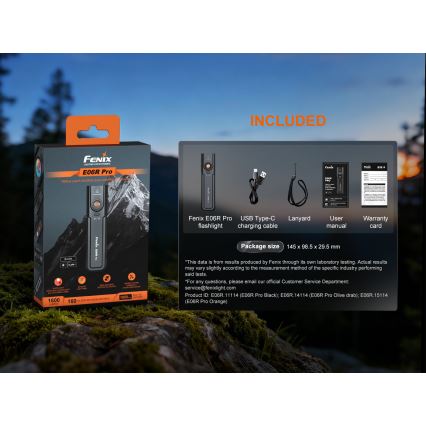 Fenix E06RPROEUBLC- zatemnljiva polnilna LED svetilka LED/USB 1650 mAh IP66 1600 lm 111 h črna