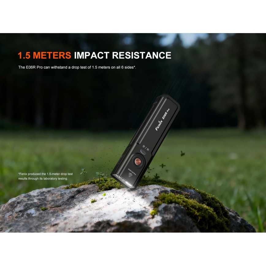 Fenix E06RPROEUBLC- zatemnljiva polnilna LED svetilka LED/USB 1650 mAh IP66 1600 lm 111 h črna