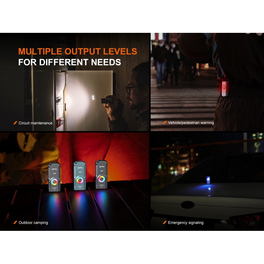 Fenix E06RTKS - LED Zatemnitvena polnilna svetilka UV LED/USB IP66 700 lm 60 h 750 mAh turkizna