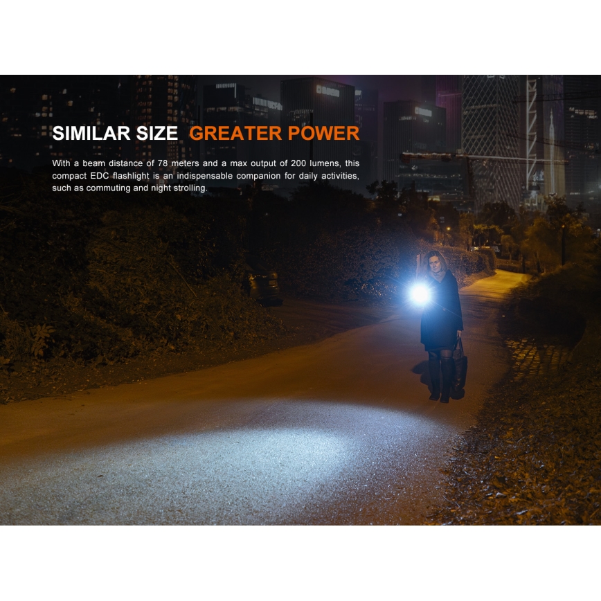 Fenix E12V30 - zatemnjevalna polnilna LED svetilka LED/1xAA 2000 mAh IP68 200 lm 100 h črna