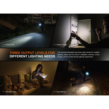 Fenix E12V30 - zatemnjevalna polnilna LED svetilka LED/1xAA 2000 mAh IP68 200 lm 100 h črna