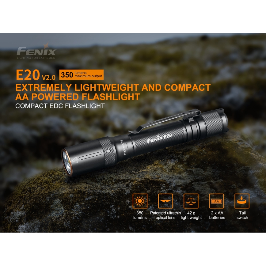 Fenix E20V20 - LED Ročna svetilka LED/2xAA IP68 350 lm 200 ur
