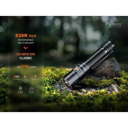 Fenix E28RV20 - LED Zatemnitvena polnilna svetilka LED/USB/2xCR123A IP68 1700 sijajni 260 h 3400 mAh