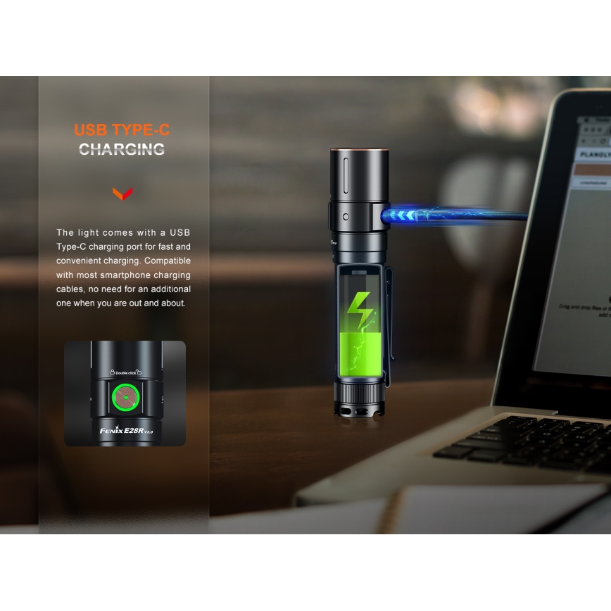 Fenix E28RV20 - LED Zatemnitvena polnilna svetilka LED/USB/2xCR123A IP68 1700 sijajni 260 h 3400 mAh