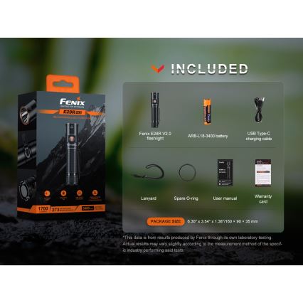 Fenix E28RV20 - LED Zatemnitvena polnilna svetilka LED/USB/2xCR123A IP68 1700 sijajni 260 h 3400 mAh