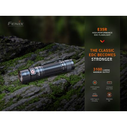 Fenix E35RSETAODS - LED Zatemnitven rechargeable flashlight LED/USB IP68 3100 lm 69 h + diffuser 26,5mm