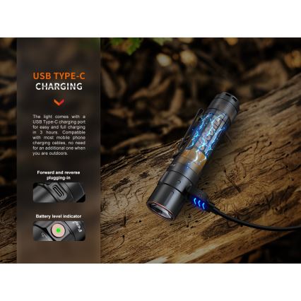 Fenix E35RSETAODS - LED Zatemnitven rechargeable flashlight LED/USB IP68 3100 lm 69 h + diffuser 26,5mm