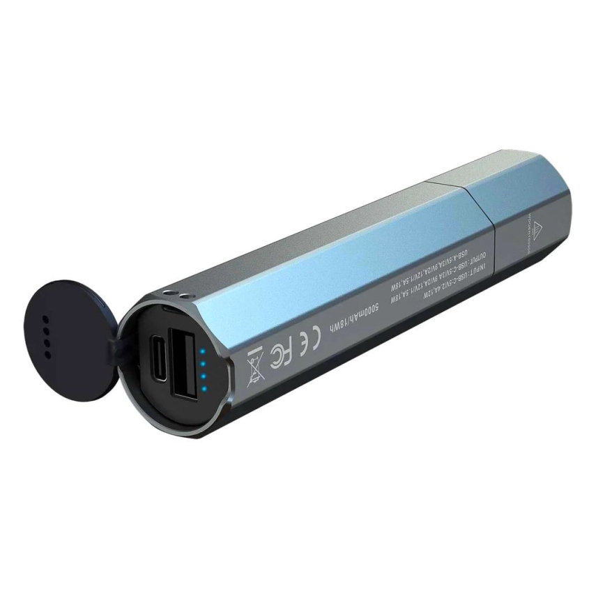 Fenix ECPBLUE - LED Polnilna baterijska svetilka s power bankom USB IP68 1600 sijajni 504 h 5000 mAh modra