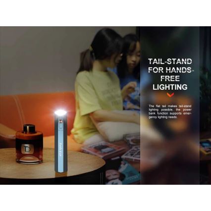 Fenix ECPBLUE - LED Polnilna baterijska svetilka s power bankom USB IP68 1600 sijajni 504 h 5000 mAh modra