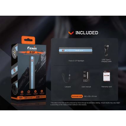 Fenix ECPBLUE - LED Polnilna baterijska svetilka s power bankom USB IP68 1600 sijajni 504 h 5000 mAh modra