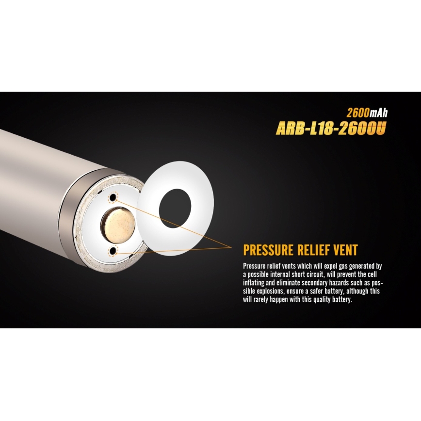 Fenix FE18650LI26USB - 1 kom. Napolnitvena baterija USB/3,6V 2600 mAh
