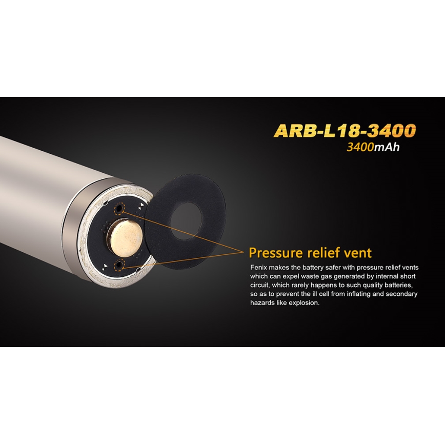 Fenix FE18650LI34 - 1 kos Polnilna litij-ionska baterija 18650/3,6 V 3400 mAh