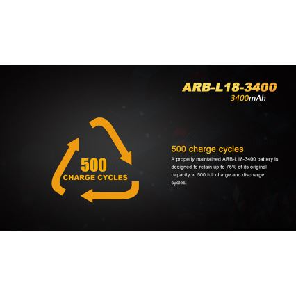 Fenix FE18650LI34 - 1 kos Polnilna litij-ionska baterija 18650/3,6 V 3400 mAh