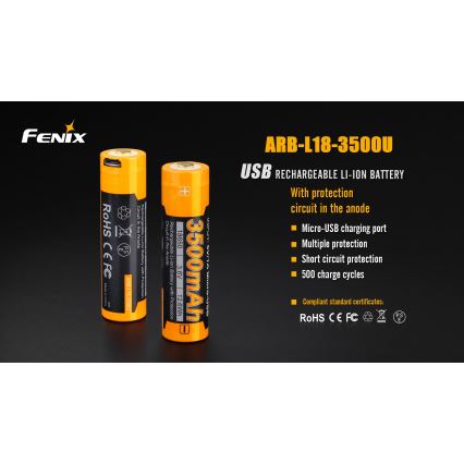 Fenix FE18650LI35USB - 1 kom. Napolnitvena baterija USB/3,6V 3500 mAh