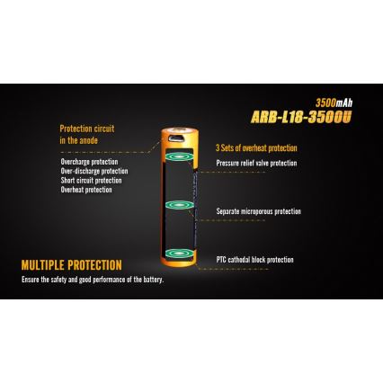 Fenix FE18650LI35USB - 1 kos USB-polnilna baterija/3,6V 3500 mAh