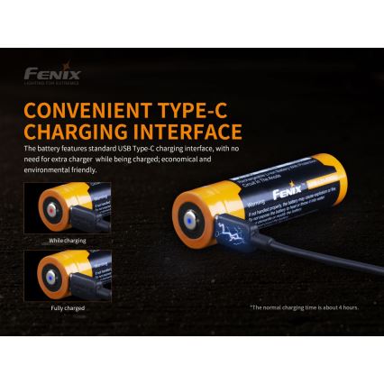 Fenix FE21700USB - 1 kos, polnilna USB baterija, 3,6 V, 5000 mAh