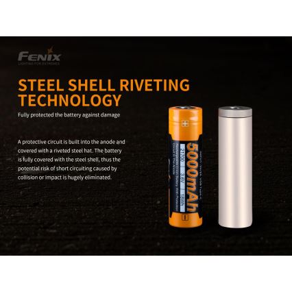 Fenix FE21700USB - 1 kos, polnilna USB baterija, 3,6 V, 5000 mAh