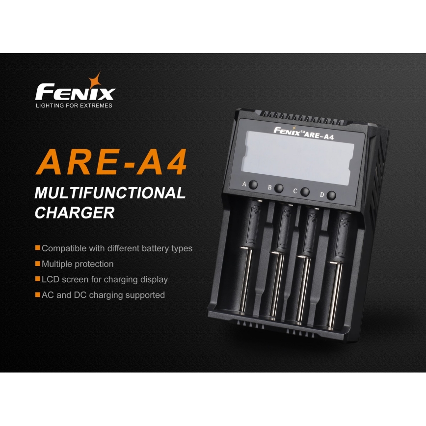 Fenix FENAREA4 - Polnilec baterij 4xLi-ion/AAA/AA/C 5V