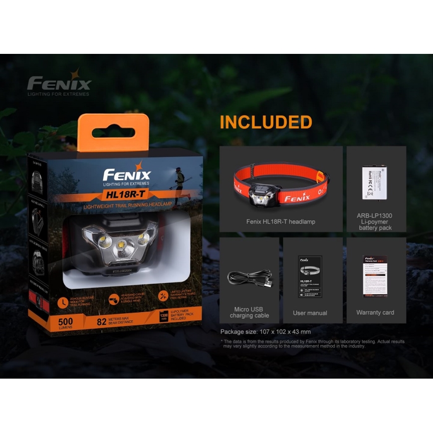 Fenix HL18RTRAIL - Polnilna LED naglavna svetilka LED/3xAAA IP66 500 lm 300 ur