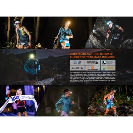 Fenix HL18RTV20BLC - LED Zatemnitvena polnilna naglavna svetilka LED/USB/3xAAA IP66 800 lm 160 h 1900 mAh črna/oranžna