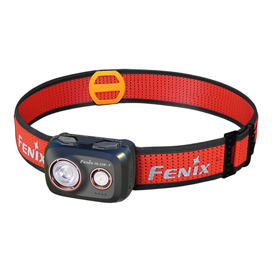 Fenix HL32RTBLCK - LED Polnilna naglavna svetilka LED/USB/3xAAA IP66 800 sijajni 300 h 1900 mAh črna/oranžna