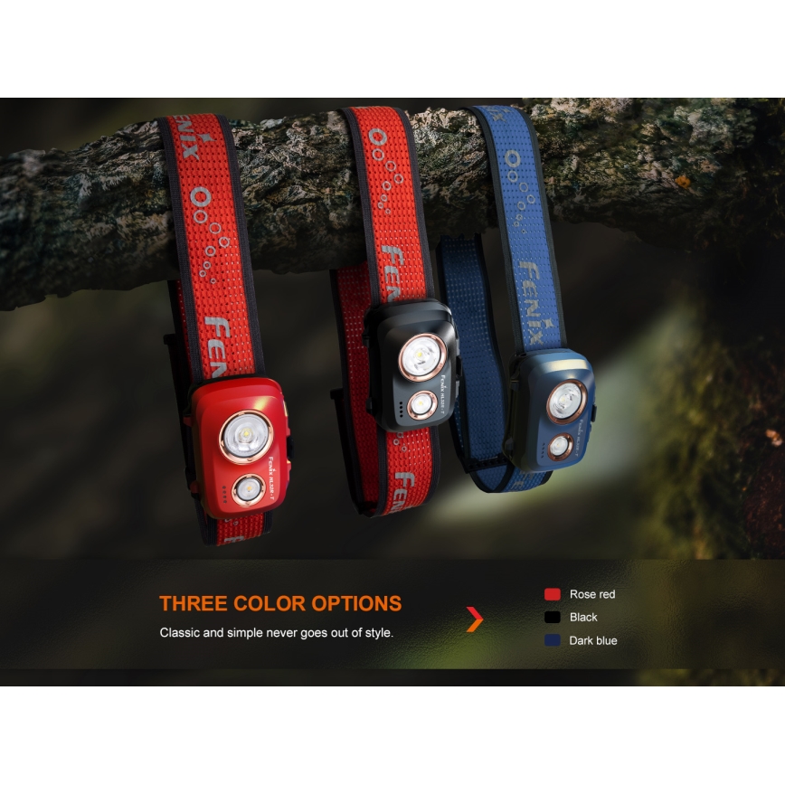 Fenix HL32RTRED - LED Polnilna naglavna svetilka LED/USB/3xAAA IP66 800 lm 300 h rdeča/oranžna