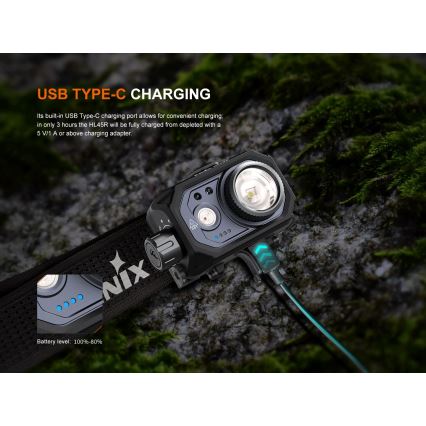 Fenix HL45R - LED Zatemnitvena polnilna naglavna svetilka LED/USB IP66 1000 sijajni 240 h črna