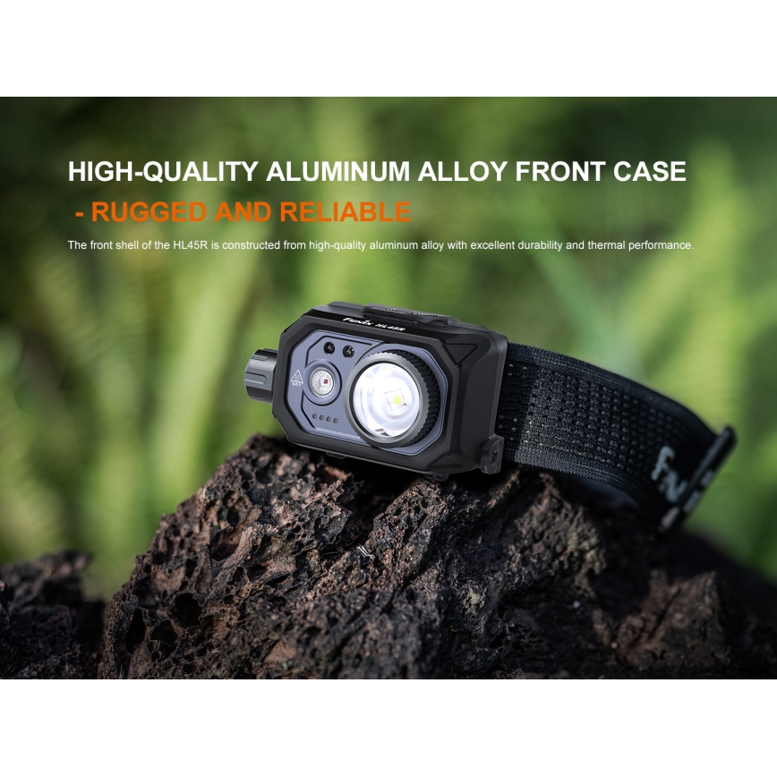 Fenix HL45R - LED Zatemnitvena polnilna naglavna svetilka LED/USB IP66 1000 sijajni 240 h črna