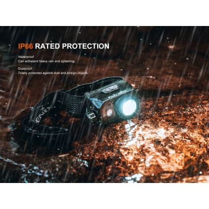 Fenix HL45R - LED Zatemnitvena polnilna naglavna svetilka LED/USB IP66 1000 sijajni 240 h črna