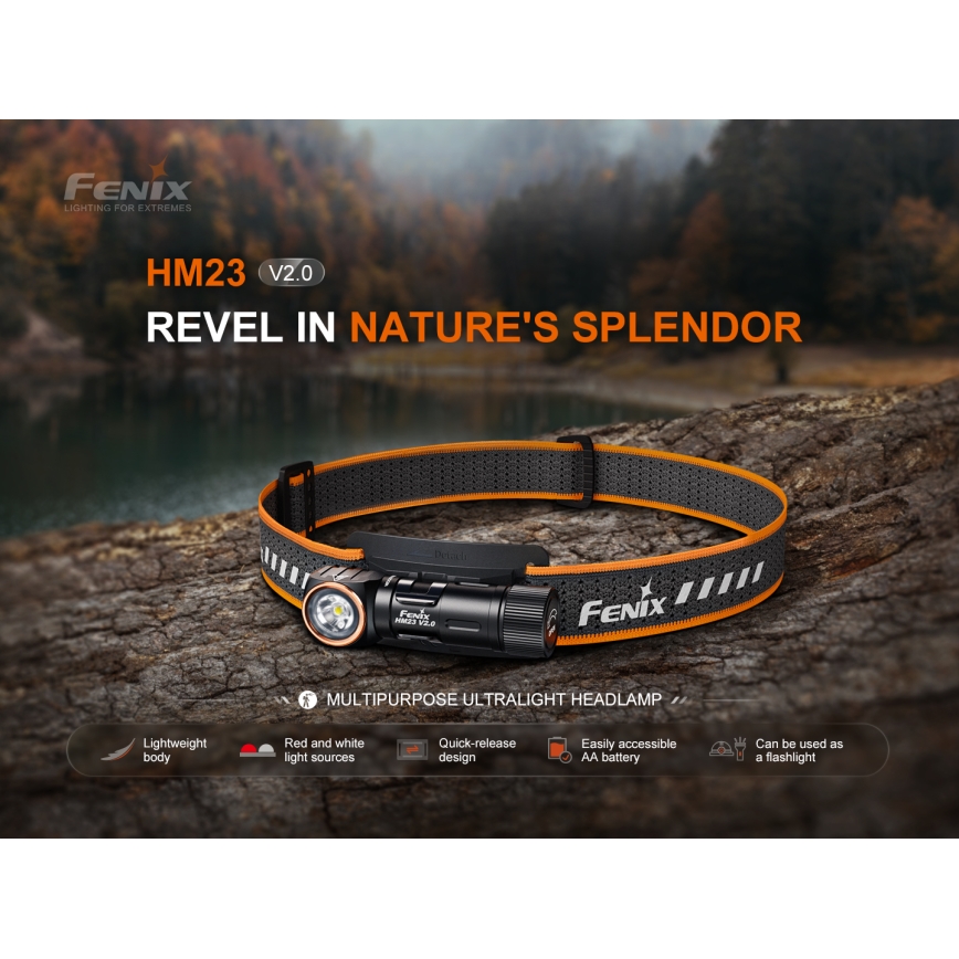 Fenix HM23V20 - LED Zatemnitvena naglavna svetilka LED/1xAA IP68 300 lm 100 h