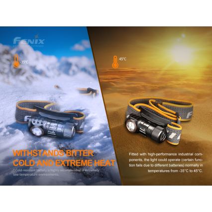Fenix HM50RV20 - LED Polnilna naglavna svetilka 3xLED/USB/1xCR123A IP68 700 sijajni 120 h 700 mAh