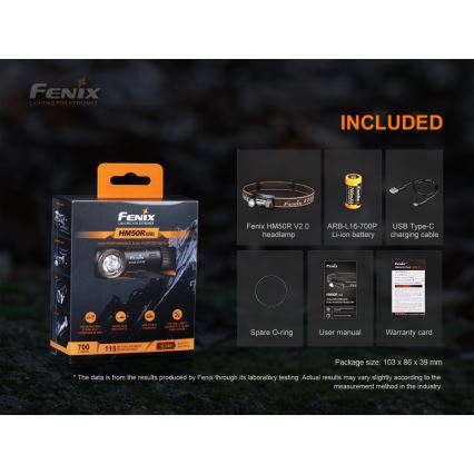 Fenix HM50RV20 - LED Polnilna naglavna svetilka 3xLED/USB/1xCR123A IP68 700 sijajni 120 h 700 mAh