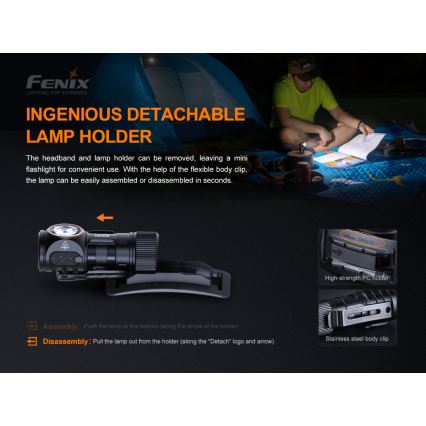 Fenix HM50RV20 - LED Polnilna naglavna svetilka 3xLED/USB/1xCR123A IP68 700 sijajni 120 h 700 mAh